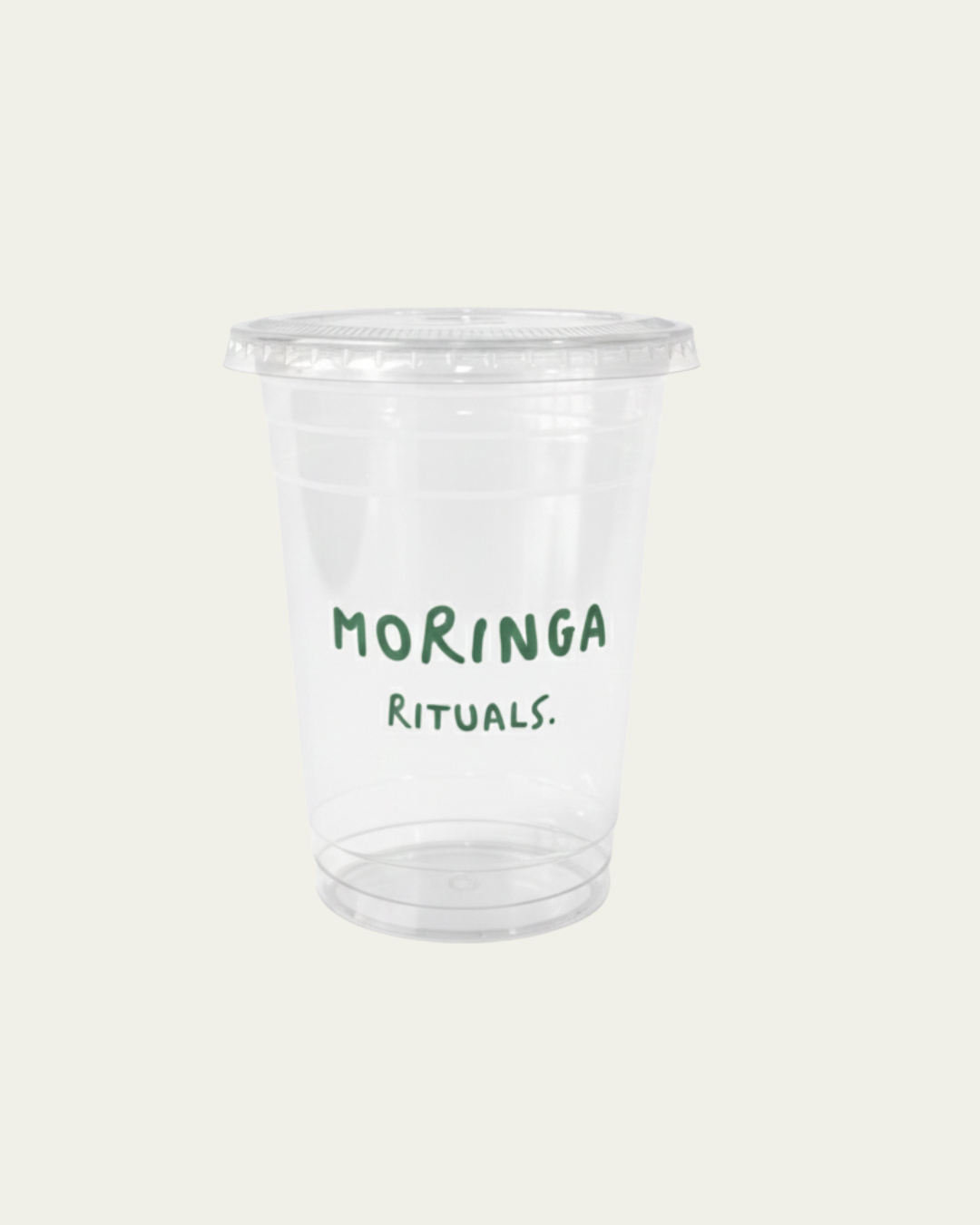 Gobelet transparent avec couvercle et paille. MORINGA RITUALS.